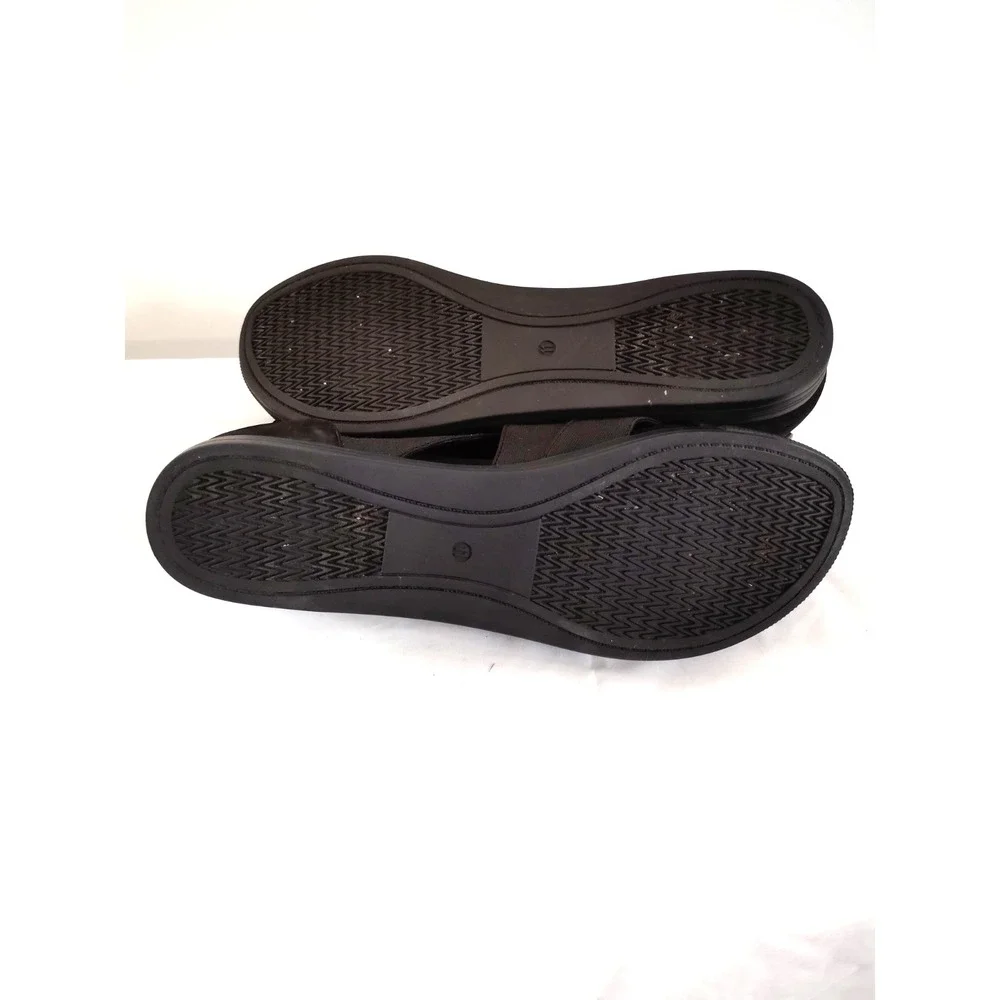 Eileen Fisher Dibs Link Lace-Up Sandal Black Stretch Wedge Gladiator Zip Back 11